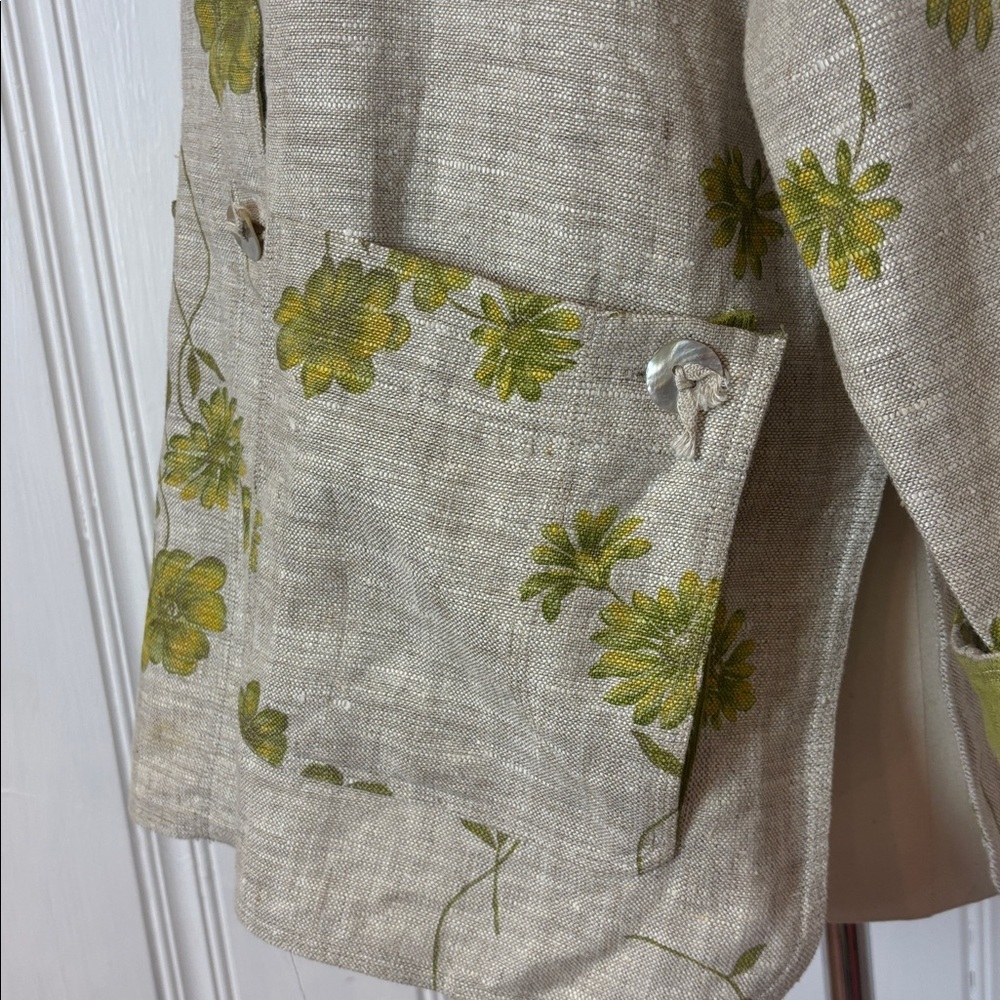 LYSE SPENARD Floral Linen Blazer Jacket - Size Medium - Picture 7 of 13